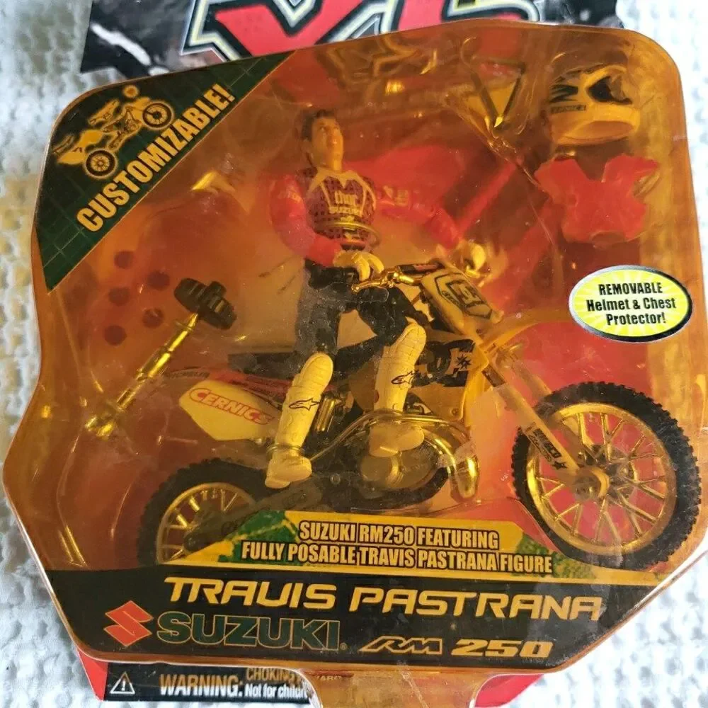 New Road Champs XS Travis Pastrana Suzuki RM250 Dirt Bike Action Figure #199